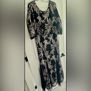 Mother of the bride dress: Alex Evenings Black Dress with Silver Leaf Sequins